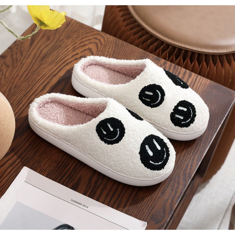 Women'S Plush Face Slippers with Expressive Eyes & Smile - Non-Slip EVA Sole, Soft Pink Heart & Face Design Indoor House Shoes, Cozy Winter Warmth, Cute Gift Box Included for Home, Parties & for family - All-Season Comfortable Slip-Ons (Hand Washabl
