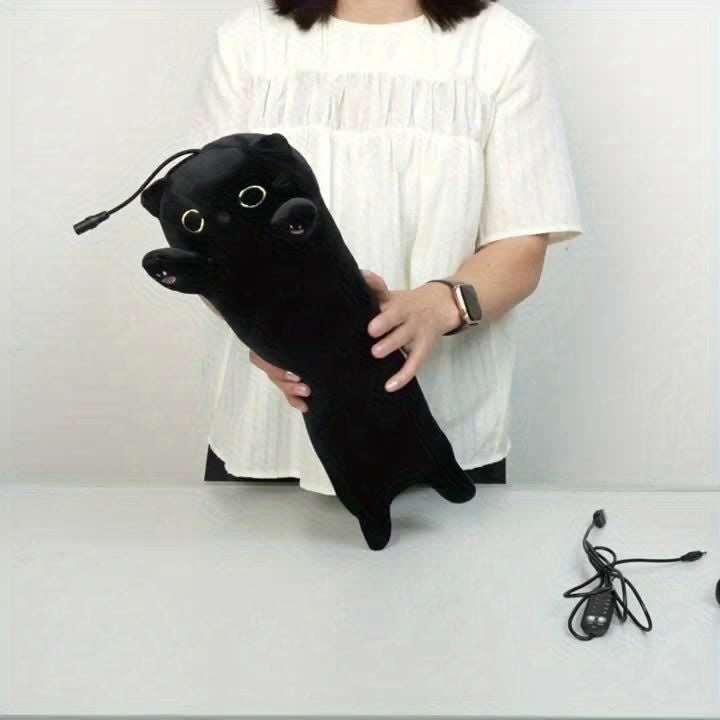 Black Cat Heating Cover Pad | 3-Speed Adjustable Heating, Suitable for Back, Neck, and Shoulder, Portable USB Power, Cute Filling Fun Gift, Ideal for Female and Cat Enthusiasts