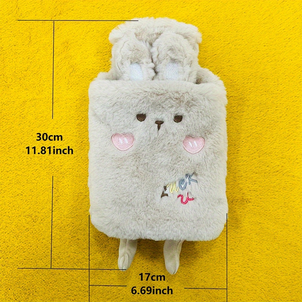 Warm Water Bottle 1000ml Warm Water Bottle | Cute Plush Animal Design, PVC Inner Liner, Removable and Portable Menstrual Warming Bag for Hands and Feet, Fast Heating and Long-lasting Heat Retention