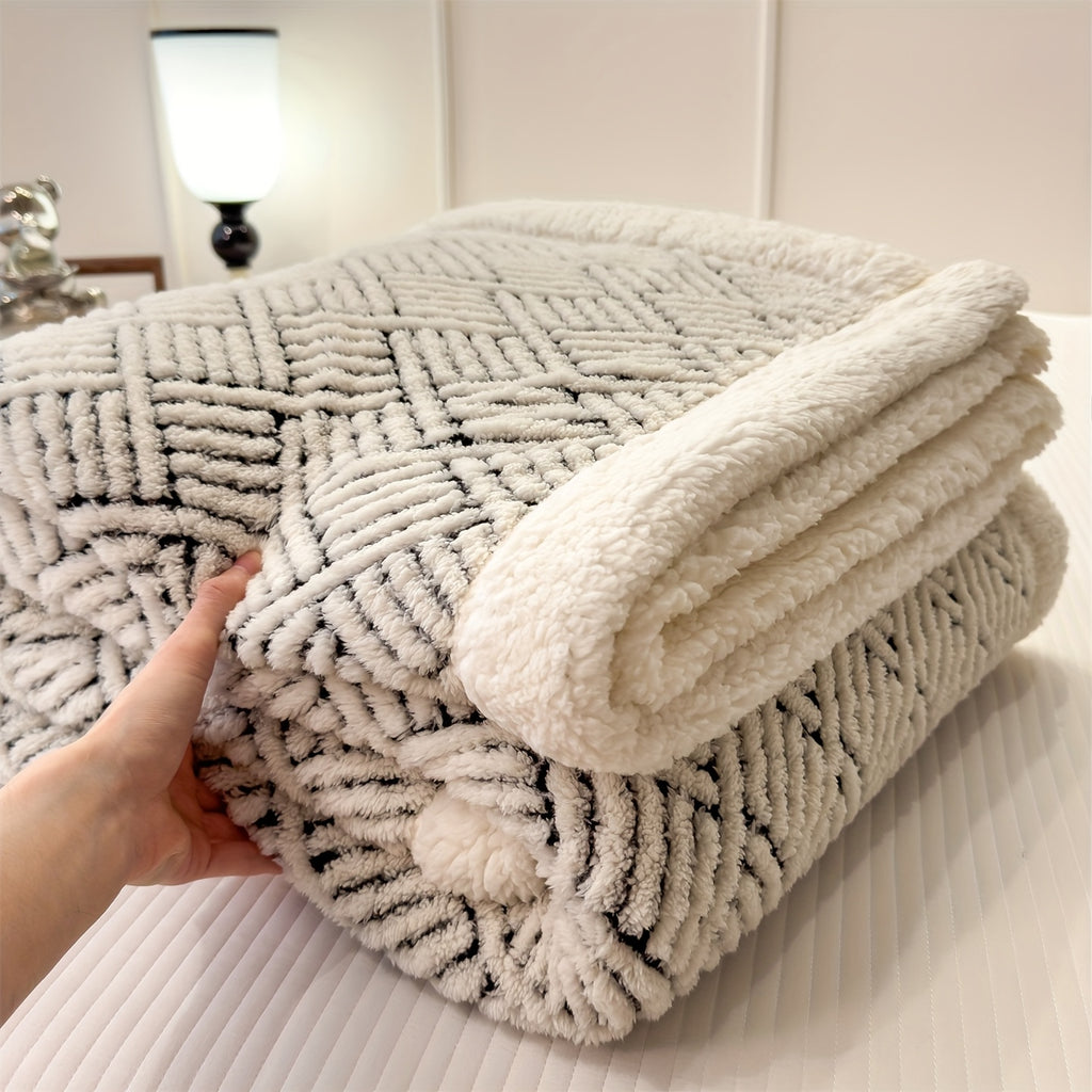 1pc, a Versatile Double-Sided Warm Fleece Blanket for All Seasons, Made of Milk Velvet, Soft, Warm, And Comfortable, Suitable for Sofas, Beds, Offices, And Travel - a Multifunctional Gift for All Seasons, Christmas Gift