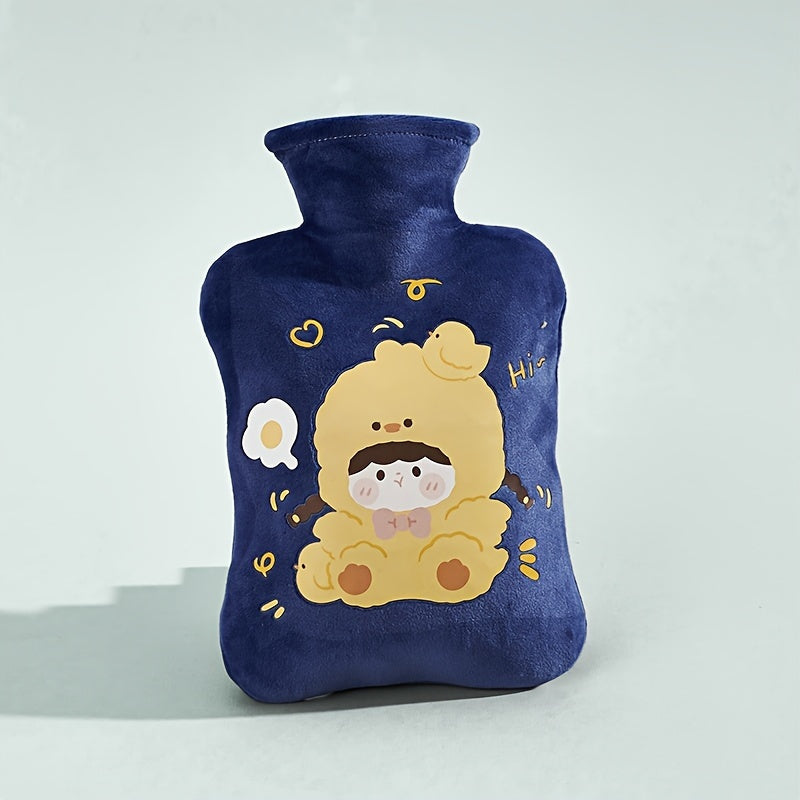 1pc Water-Filled Hot Water Bottle with Plush Cover, Removable and Washable, Non-Shedding, High-Quality Odorless PVC Inner Bag, Inner Bag Color Random