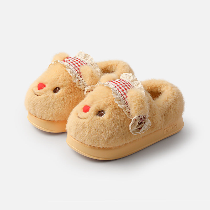 Cozy Slippers Featuring a Little Bear Design for Women, Perfect for Autumn And Winter with a Warm Fleece for Indoor Use., Women Shoes
