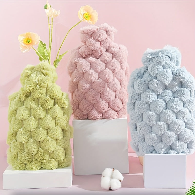 Removable And Washable Cloth Cover Hand Warmer 1000Ml\u002F35.27Oz Capacity Hot Water PVC Thickened Water Injection Hand Warmer Winter Warm Portable Design, Three Colors Optional, Hot Water Bottle