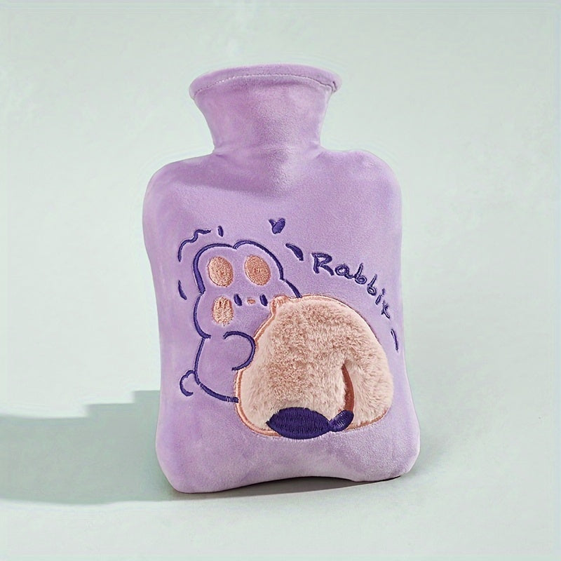 1pc Water-Filled Hot Water Bottle with Plush Cover, Removable and Washable, Non-Shedding, High-Quality Odorless PVC Inner Bag, Inner Bag Color Random