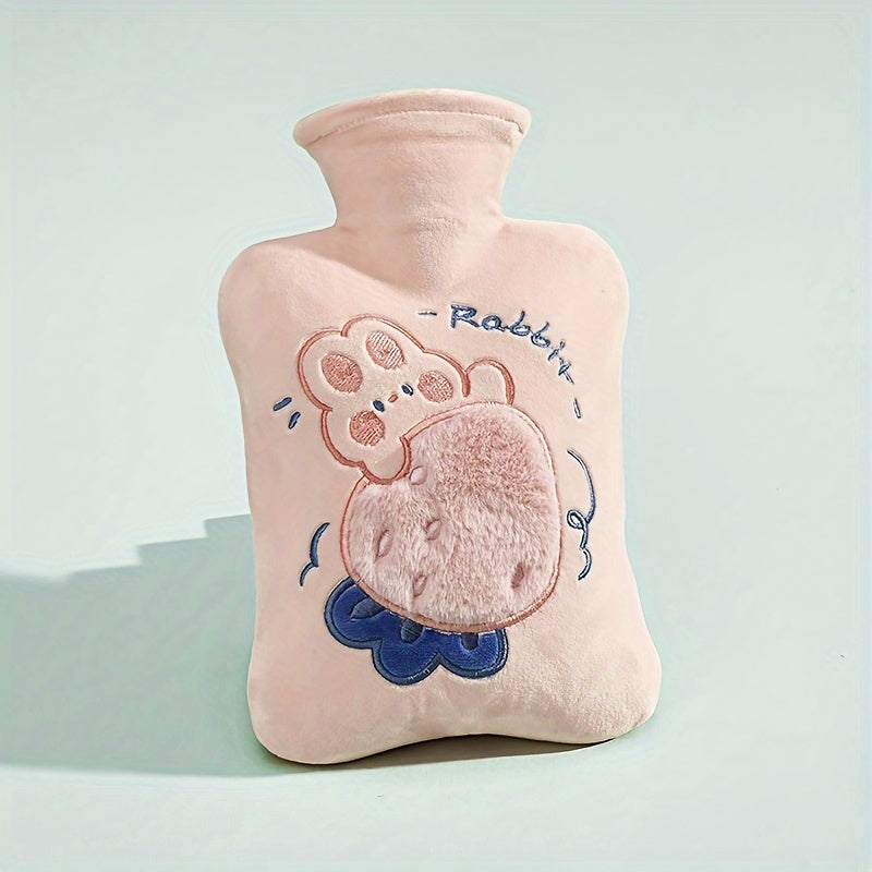 1pc Water-Filled Hot Water Bottle with Plush Cover, Removable and Washable, Non-Shedding, High-Quality Odorless PVC Inner Bag, Inner Bag Color Random