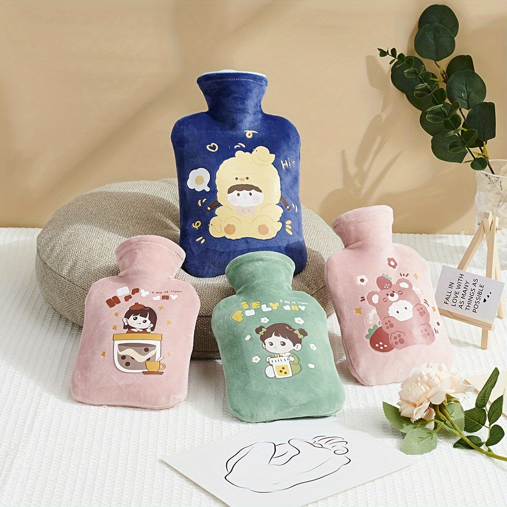 1pc Water-Filled Hot Water Bottle with Plush Cover, Removable and Washable, Non-Shedding, High-Quality Odorless PVC Inner Bag, Inner Bag Color Random