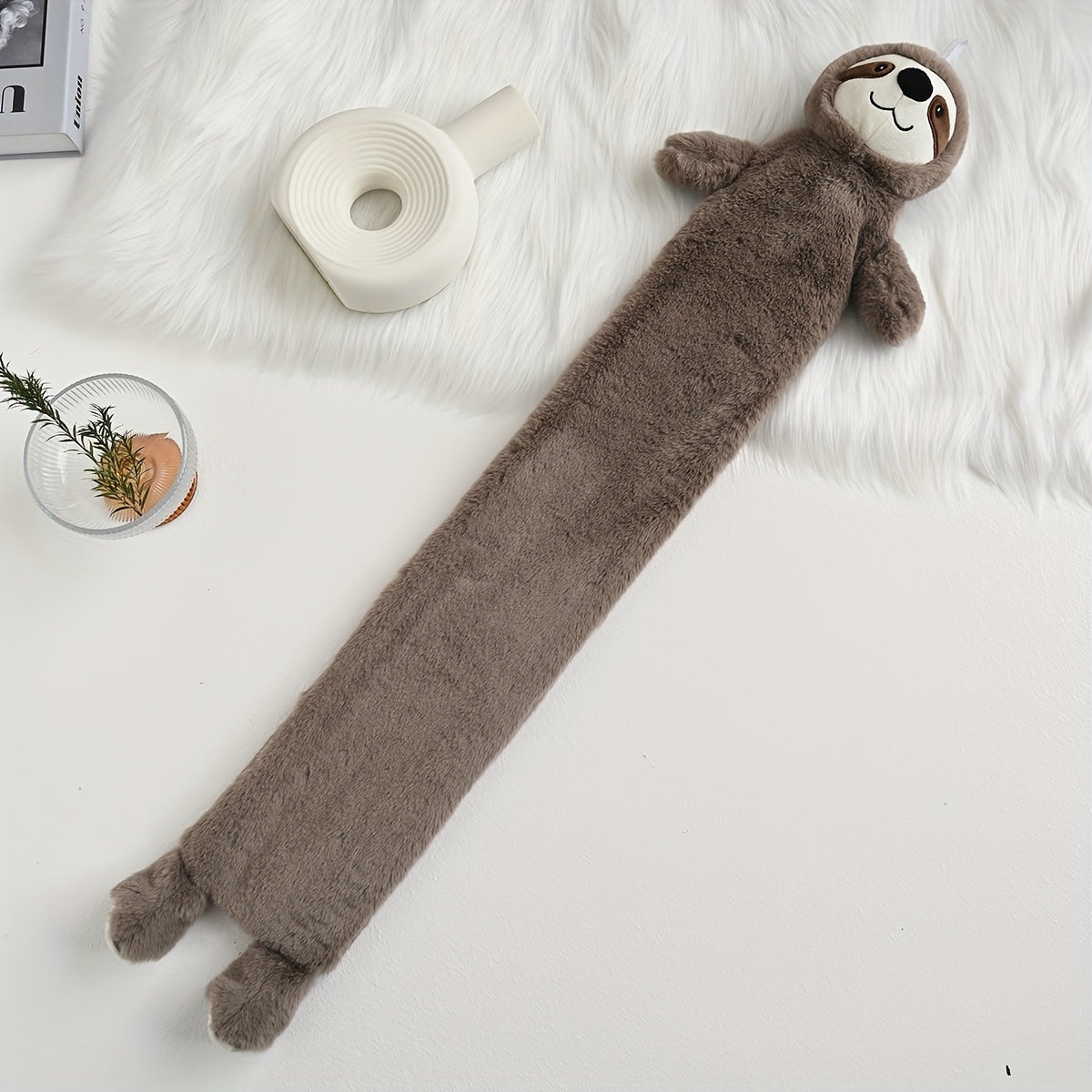 Large Animal Plush Hot Water Bag - Cozy Cartoon Animal Design (Pig, Bear, Rabbit) with Long Stripes for Feet & Head, Soft Warmth for Bed, Living Room, or Car, Cozy Home Accessory, Playful Design, Plush Texture