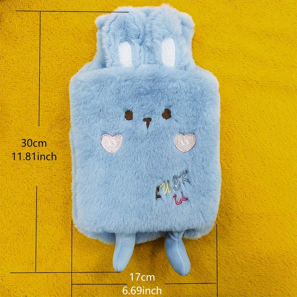 Warm Water Bottle 1000ml Warm Water Bottle | Cute Plush Animal Design, PVC Inner Liner, Removable and Portable Menstrual Warming Bag for Hands and Feet, Fast Heating and Long-lasting Heat Retention