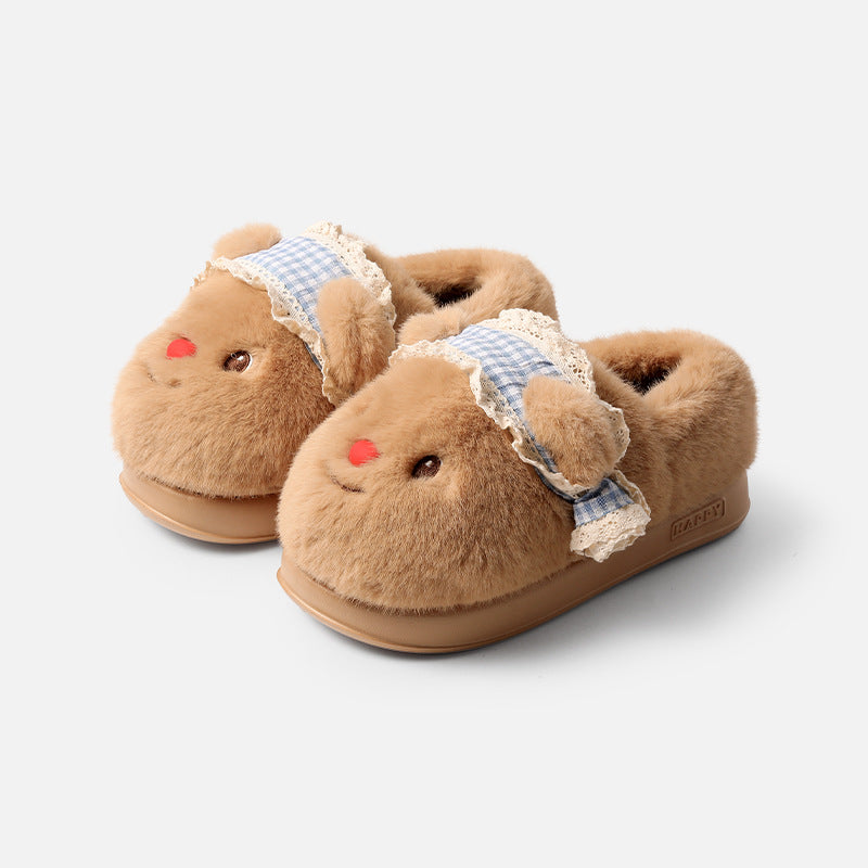 Cozy Slippers Featuring a Little Bear Design for Women, Perfect for Autumn And Winter with a Warm Fleece for Indoor Use., Women Shoes