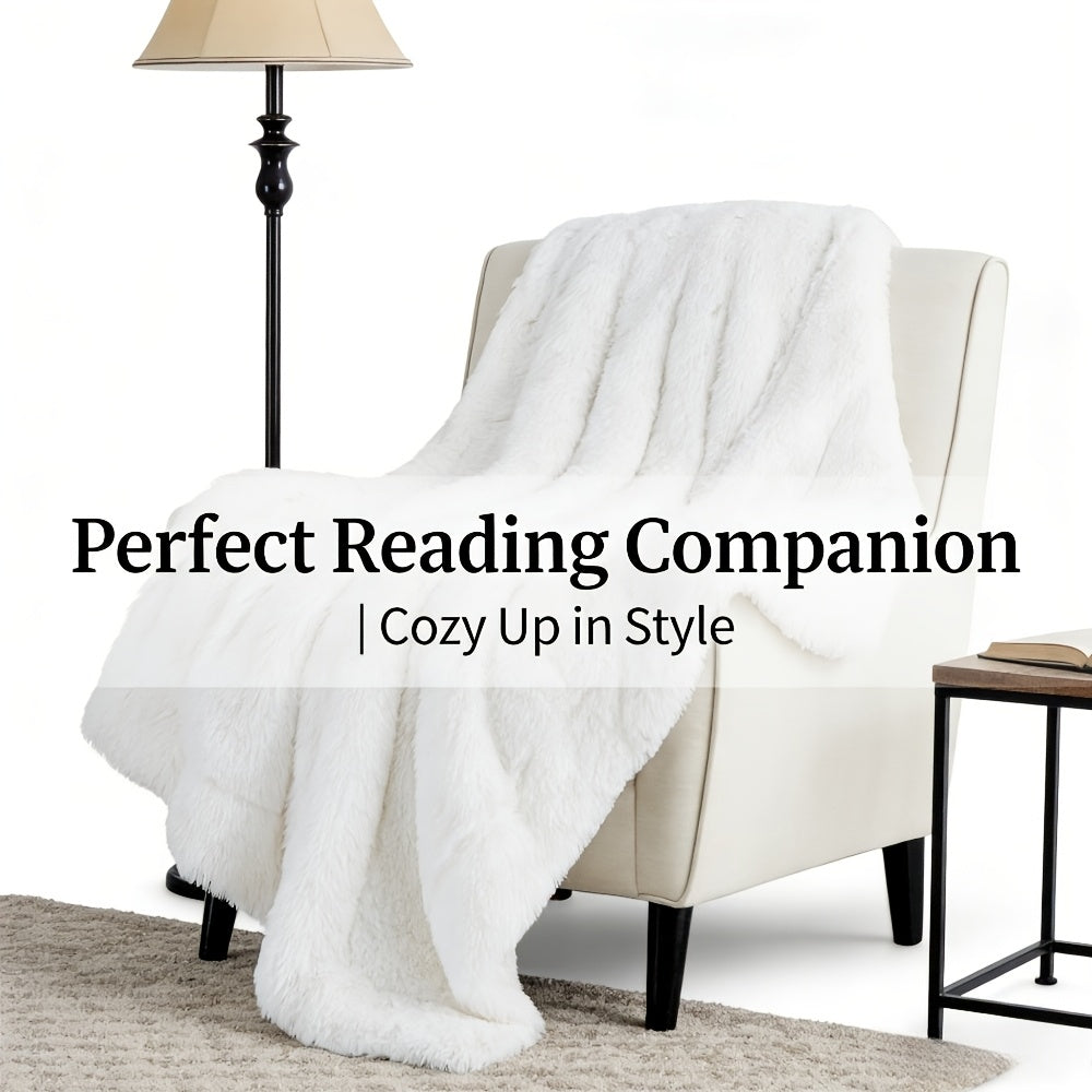 GentleSoft Fluffy Faux Fur Throw Blanket, Ultra Plush Sherpa Fleece Blanket for Couch & Bed, Super Soft Cozy Gift for Valentine'S Day, Easter Basket Stuffers, Christmas Present for Women Men, All Season Warmth