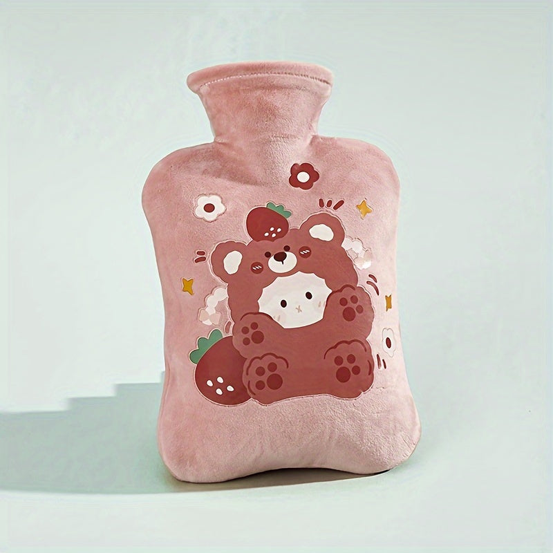 1pc Water-Filled Hot Water Bottle with Plush Cover, Removable and Washable, Non-Shedding, High-Quality Odorless PVC Inner Bag, Inner Bag Color Random