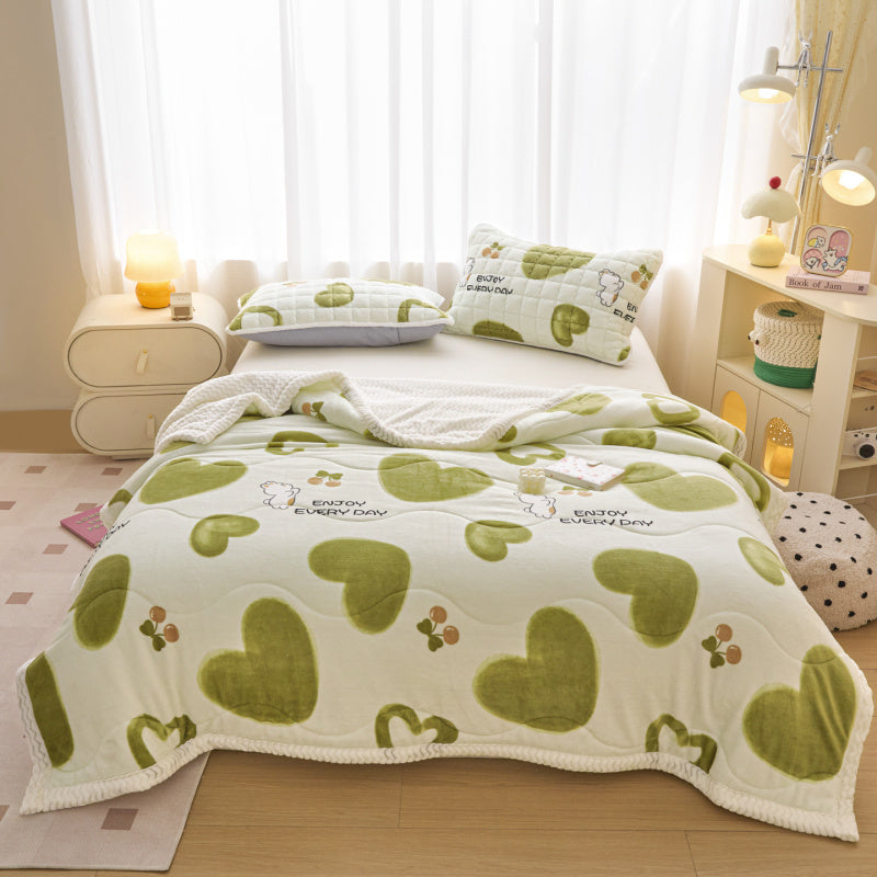 Thickened Warm Blanket 1pc Thickened Warm Blanket | Winter Three-Layer Milk Velvet Beibei Velvet | Office Nap Car Travel Small Blanket | Autumn And Winter Composite Blanket Good Home Partner