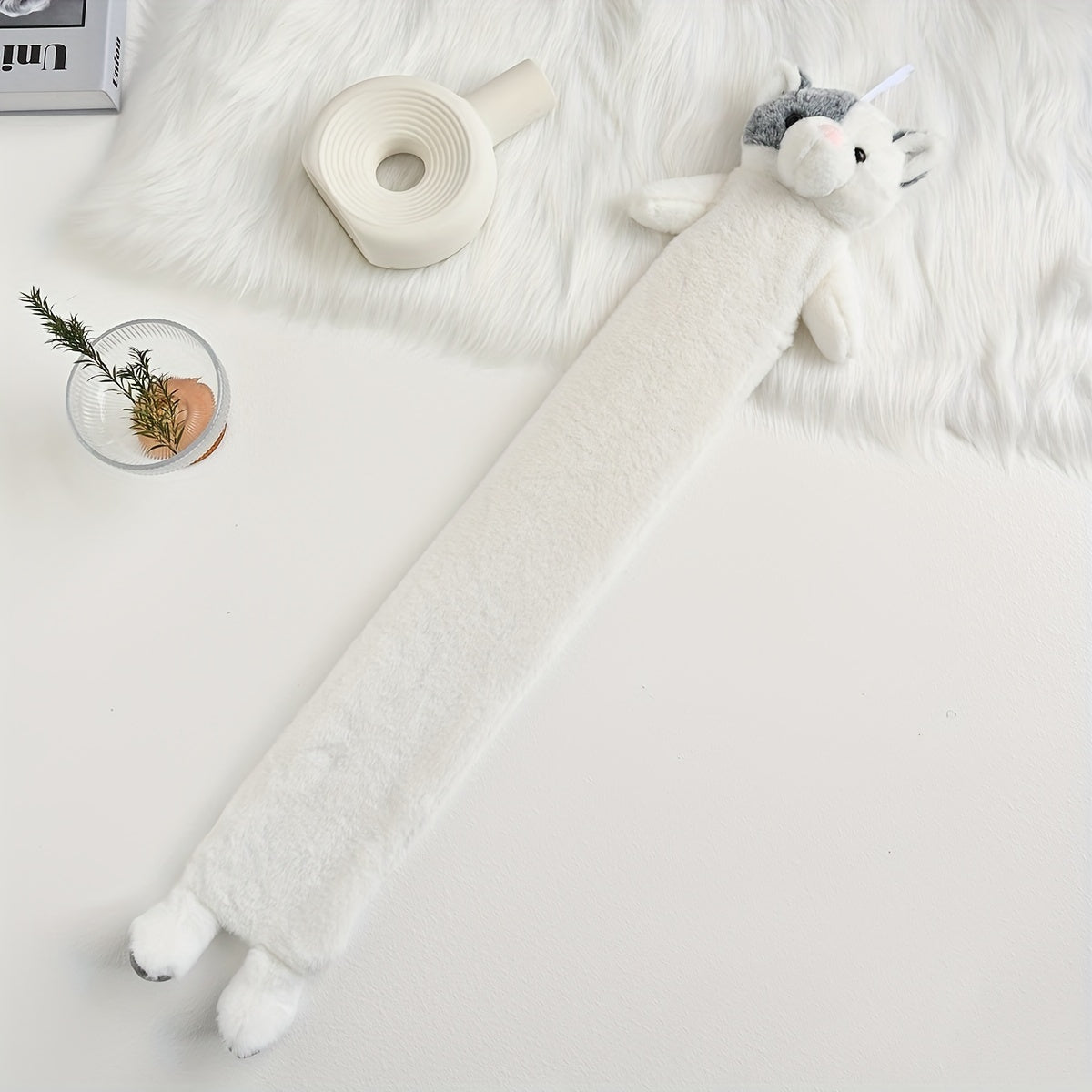 Large Animal Plush Hot Water Bag - Cozy Cartoon Animal Design (Pig, Bear, Rabbit) with Long Stripes for Feet & Head, Soft Warmth for Bed, Living Room, or Car, Cozy Home Accessory, Playful Design, Plush Texture