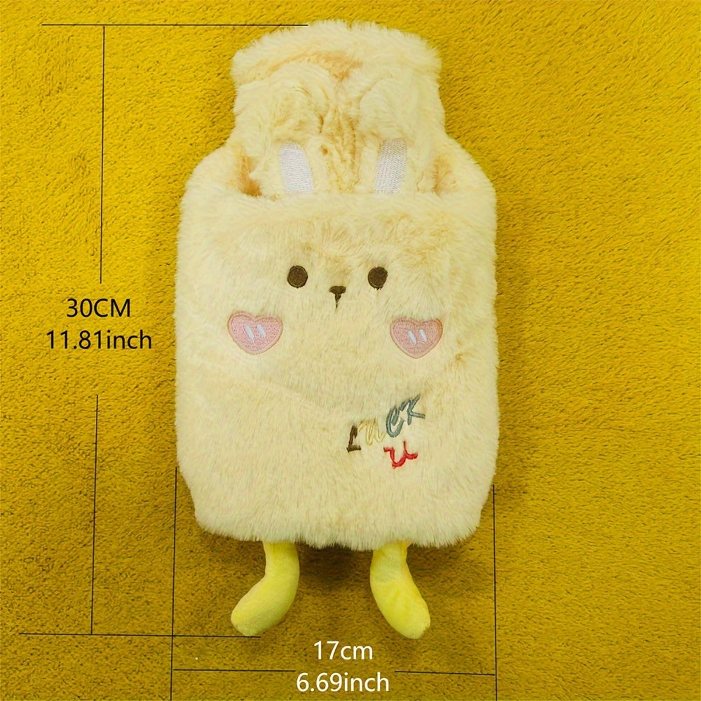 Warm Water Bottle 1000ml Warm Water Bottle | Cute Plush Animal Design, PVC Inner Liner, Removable and Portable Menstrual Warming Bag for Hands and Feet, Fast Heating and Long-lasting Heat Retention