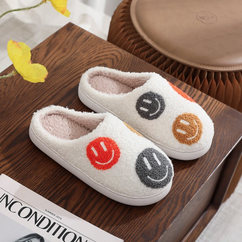 Women'S Plush Face Slippers with Expressive Eyes & Smile - Non-Slip EVA Sole, Soft Pink Heart & Face Design Indoor House Shoes, Cozy Winter Warmth, Cute Gift Box Included for Home, Parties & for family - All-Season Comfortable Slip-Ons (Hand Washabl