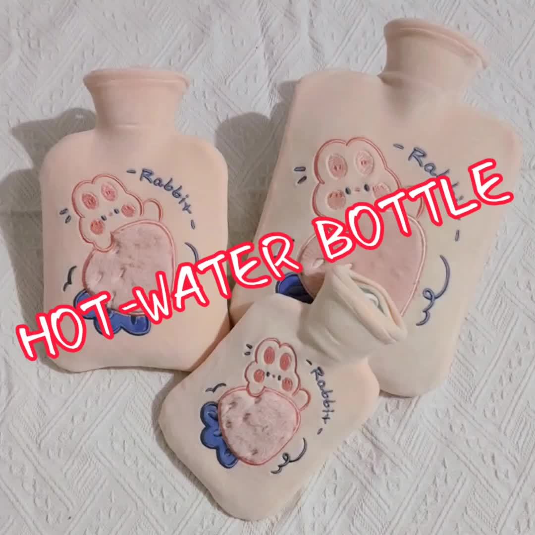 1pc Water-Filled Hot Water Bottle with Plush Cover, Removable and Washable, Non-Shedding, High-Quality Odorless PVC Inner Bag, Inner Bag Color Random