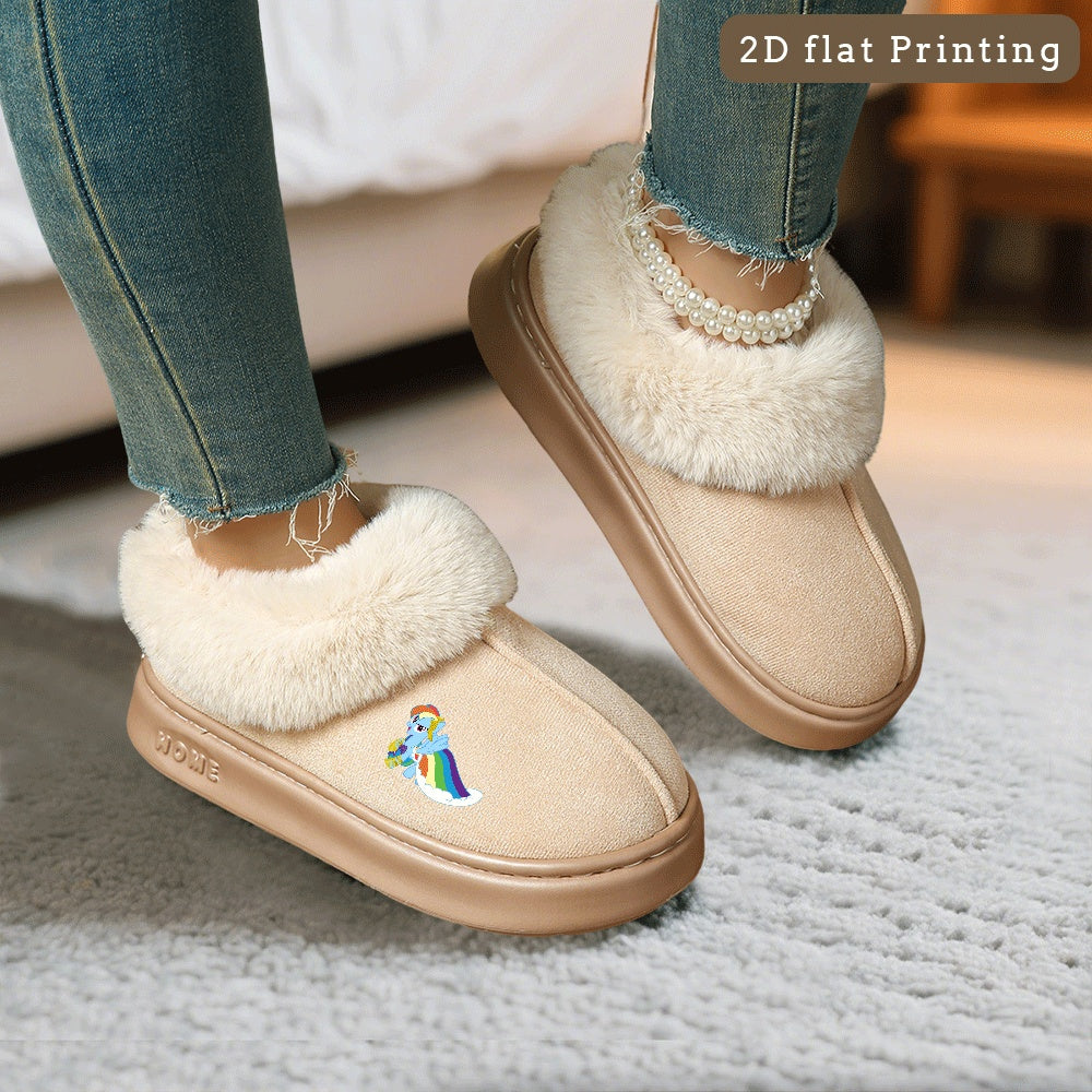 1 Pair My Little Pony Rainbow Dash AuthorizedCotton Slippers, Cute Pattern Slippers to Keep Warm, Fashionable Unisex, Perfect for All Seasons, Couples , Lightweight Warm Slippers for Indoor and Outdoor Use, Women Shoes