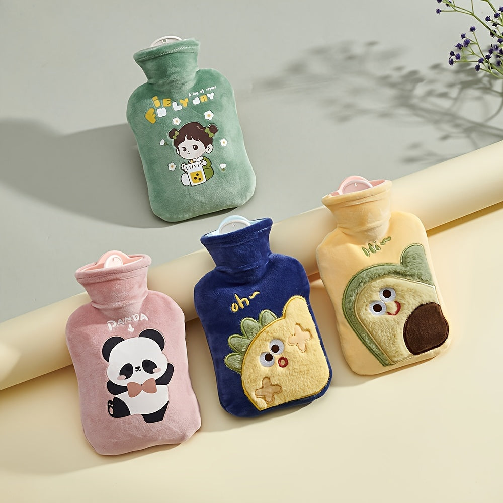 1pc Water-Filled Hot Water Bottle with Plush Cover, Removable and Washable, Non-Shedding, High-Quality Odorless PVC Inner Bag, Inner Bag Color Random