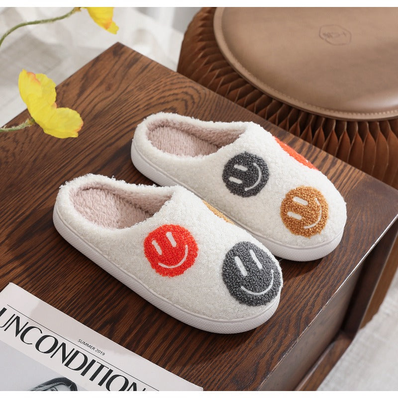 Women'S Plush Face Slippers with Expressive Eyes & Smile - Non-Slip EVA Sole, Soft Pink Heart & Face Design Indoor House Shoes, Cozy Winter Warmth, Cute Gift Box Included for Home, Parties & for family - All-Season Comfortable Slip-Ons (Hand Washabl
