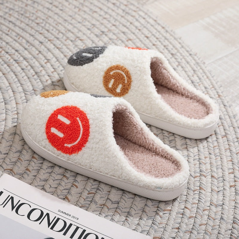 Women'S Plush Face Slippers with Expressive Eyes & Smile - Non-Slip EVA Sole, Soft Pink Heart & Face Design Indoor House Shoes, Cozy Winter Warmth, Cute Gift Box Included for Home, Parties & for family - All-Season Comfortable Slip-Ons (Hand Washabl
