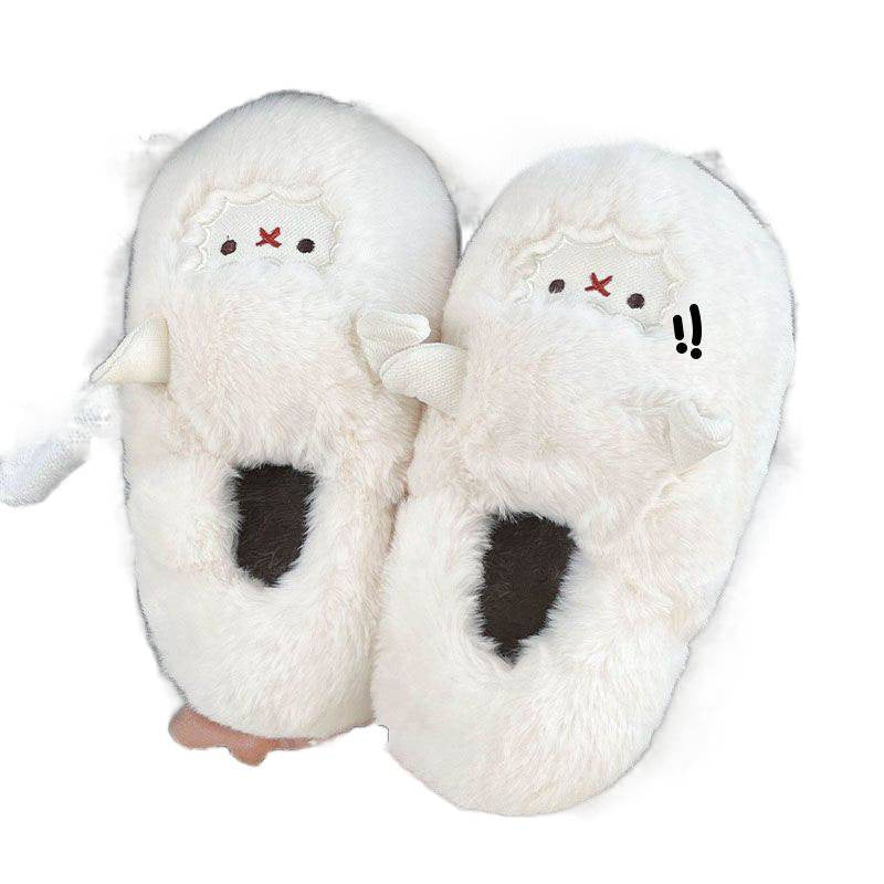 Home Slippers Women Winter Cute Sheep Full Cover Heel Slippers Home Non-Slip Thick Sole Maternity Shoes