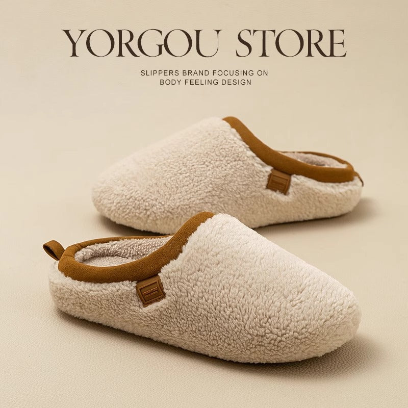 Yuangang Plush Slippers Women and Men 2025 New Autumn Winter | Indoor Non-Slip Warm Fleece Slippers with EVA Upper, Sole and Fabric Inner