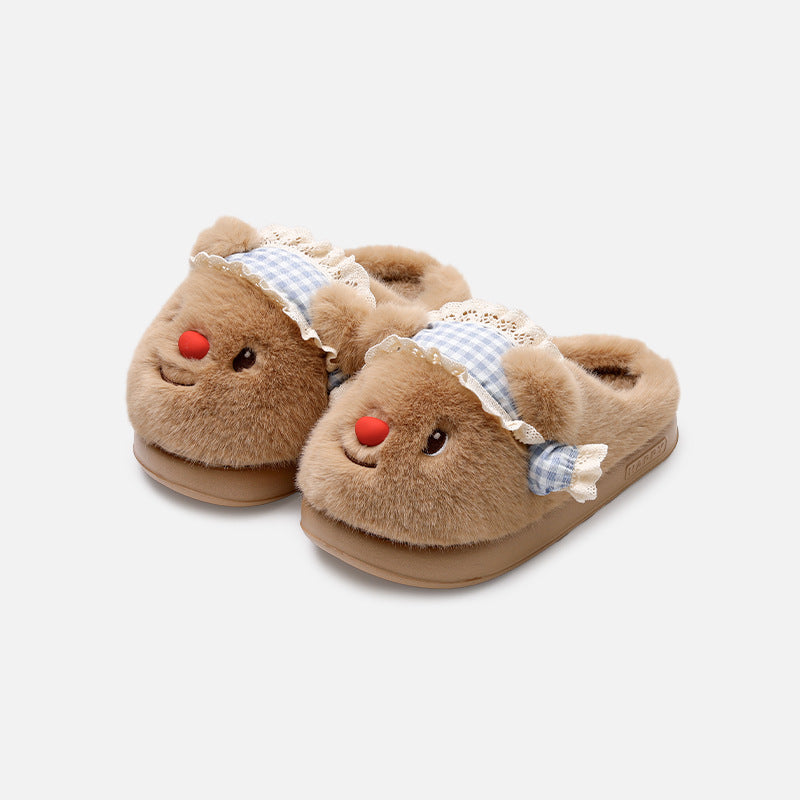 Cozy Slippers Featuring a Little Bear Design for Women, Perfect for Autumn And Winter with a Warm Fleece for Indoor Use., Women Shoes
