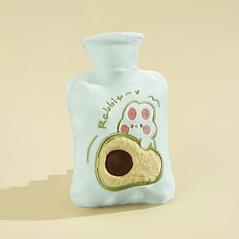 1pc Water-Filled Hot Water Bottle with Plush Cover, Removable and Washable, Non-Shedding, High-Quality Odorless PVC Inner Bag, Inner Bag Color Random