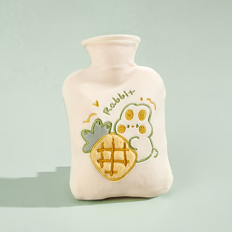 1pc Water-Filled Hot Water Bottle with Plush Cover, Removable and Washable, Non-Shedding, High-Quality Odorless PVC Inner Bag, Inner Bag Color Random