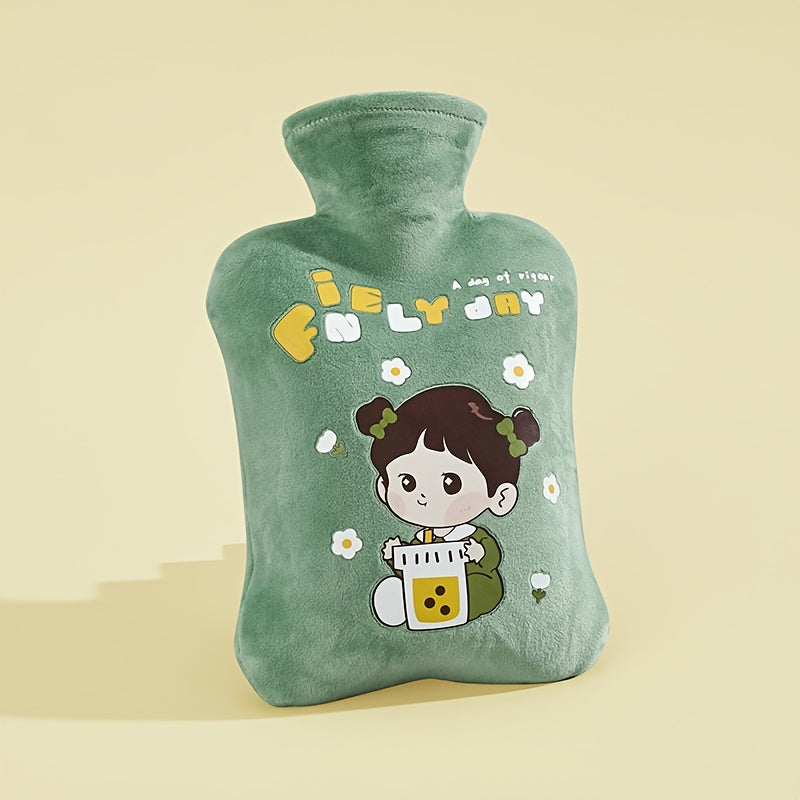 1pc Water-Filled Hot Water Bottle with Plush Cover, Removable and Washable, Non-Shedding, High-Quality Odorless PVC Inner Bag, Inner Bag Color Random