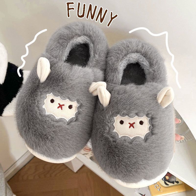 Home Slippers Women Winter Cute Sheep Full Cover Heel Slippers Home Non-Slip Thick Sole Maternity Shoes