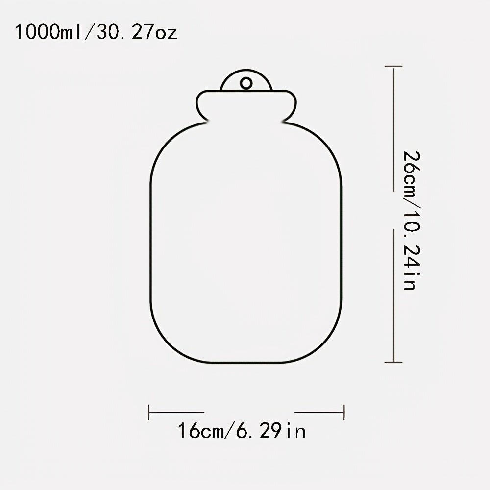Removable And Washable Cloth Cover Hand Warmer 1000Ml\u002F35.27Oz Capacity Hot Water PVC Thickened Water Injection Hand Warmer Winter Warm Portable Design, Three Colors Optional, Hot Water Bottle
