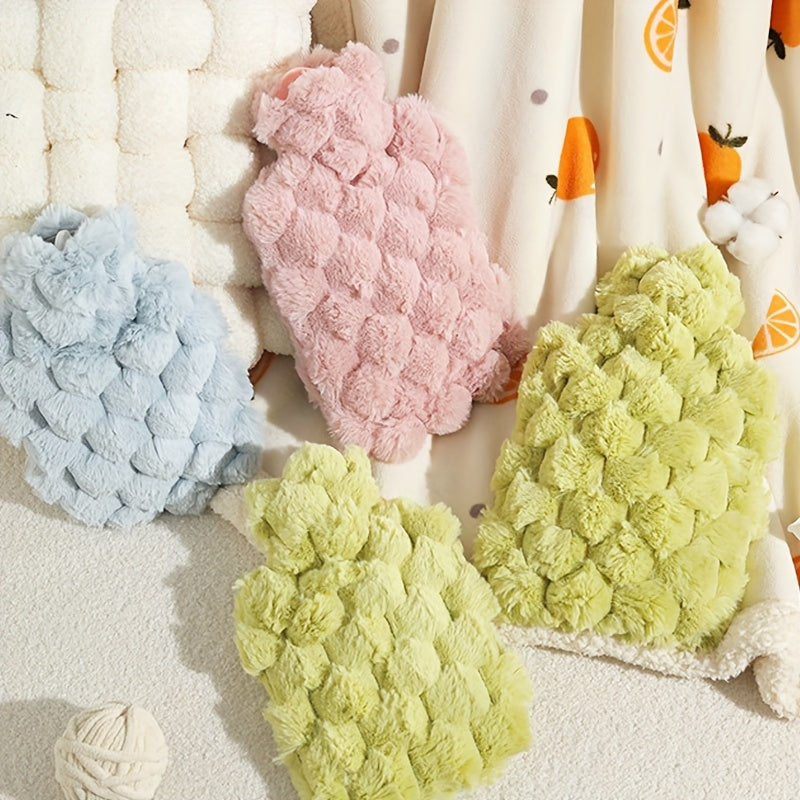 Removable And Washable Cloth Cover Hand Warmer 1000Ml\u002F35.27Oz Capacity Hot Water PVC Thickened Water Injection Hand Warmer Winter Warm Portable Design, Three Colors Optional, Hot Water Bottle