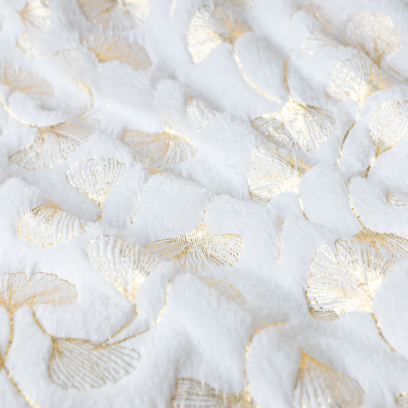 A Ginkgo Leaf Pattern Lamb Blanket, Double-Layer Thickened Small Blanket