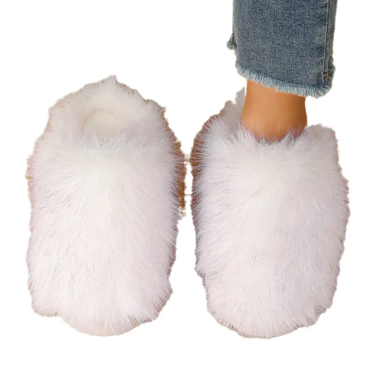 Fluffy Slippers for Women, Long Furry Warm Slippers, Non-Slip Home Thick Slippers