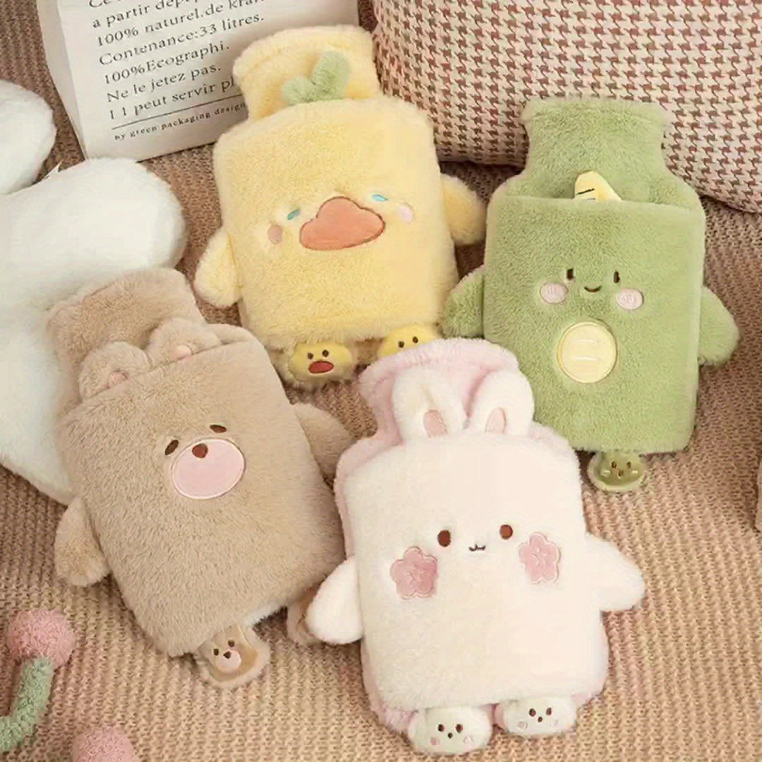 Warm Water Bottle 1000ml Warm Water Bottle | Cute Plush Animal Design, PVC Inner Liner, Removable and Portable Menstrual Warming Bag for Hands and Feet, Fast Heating and Long-lasting Heat Retention
