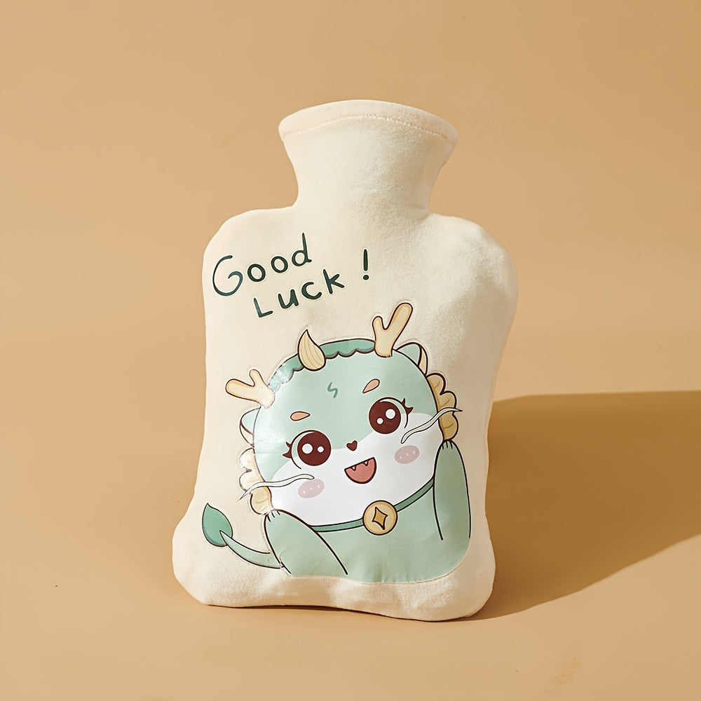 1pc Water-Filled Hot Water Bottle with Plush Cover, Removable and Washable, Non-Shedding, High-Quality Odorless PVC Inner Bag, Inner Bag Color Random