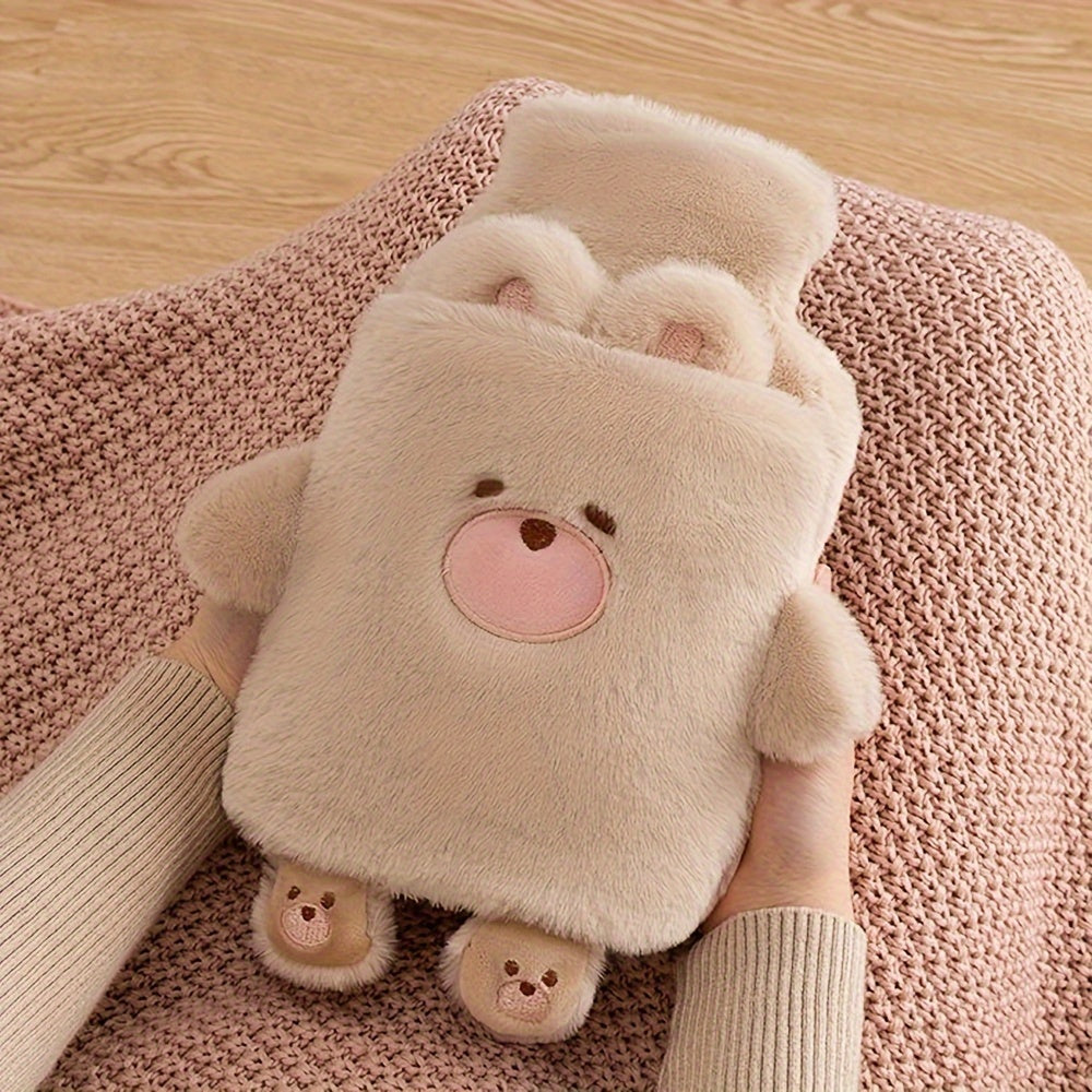 Warm Water Bottle 1000ml Warm Water Bottle | Cute Plush Animal Design, PVC Inner Liner, Removable and Portable Menstrual Warming Bag for Hands and Feet, Fast Heating and Long-lasting Heat Retention
