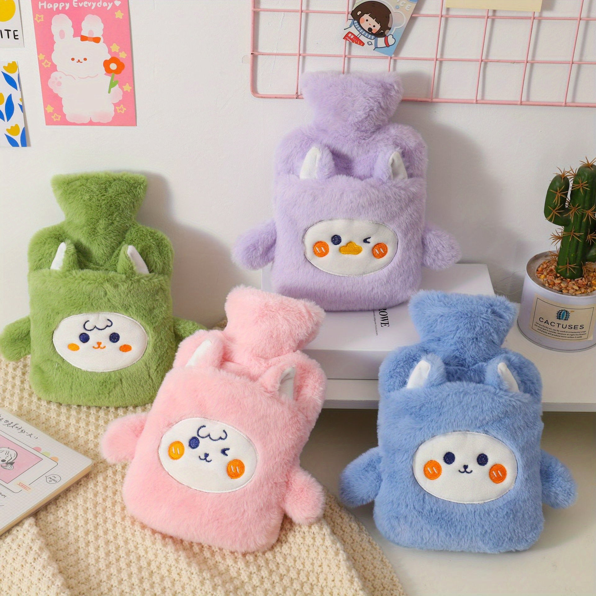 Soft And Cuddly Hot Water with an Adorable Cartoon Style, Designed for Warming Hands And Feet, Holds 33.81oz, Made from PVC, Suitable for Women And Home Use, Can Be Used for Both Hot And Cold Water