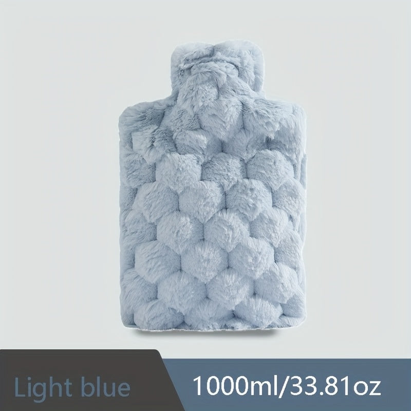 Removable And Washable Cloth Cover Hand Warmer 1000Ml\u002F35.27Oz Capacity Hot Water PVC Thickened Water Injection Hand Warmer Winter Warm Portable Design, Three Colors Optional, Hot Water Bottle