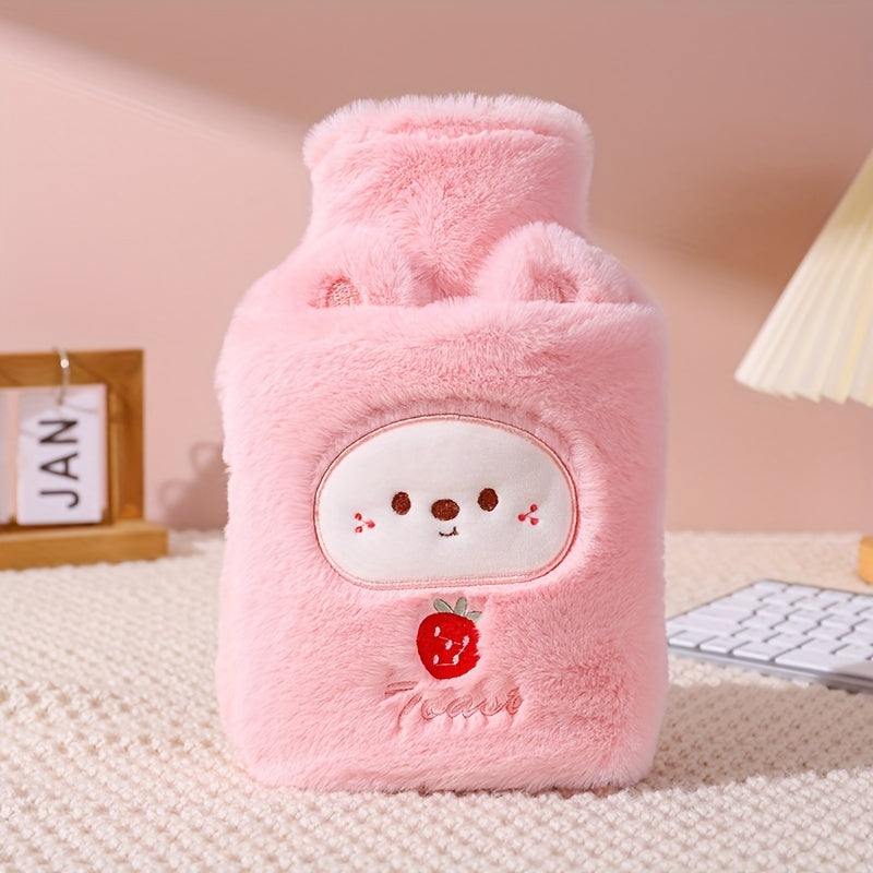 Warm Water Bottle 1000ml Warm Water Bottle | Cute Plush Animal Design, PVC Inner Liner, Removable and Portable Menstrual Warming Bag for Hands and Feet, Fast Heating and Long-lasting Heat Retention