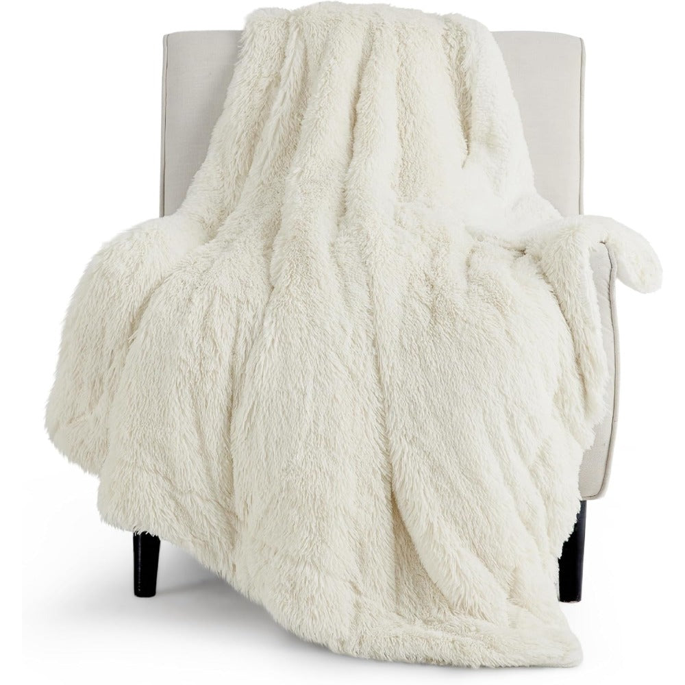 GentleSoft Fluffy Faux Fur Throw Blanket, Ultra Plush Sherpa Fleece Blanket for Couch & Bed, Super Soft Cozy Gift for Valentine'S Day, Easter Basket Stuffers, Christmas Present for Women Men, All Season Warmth