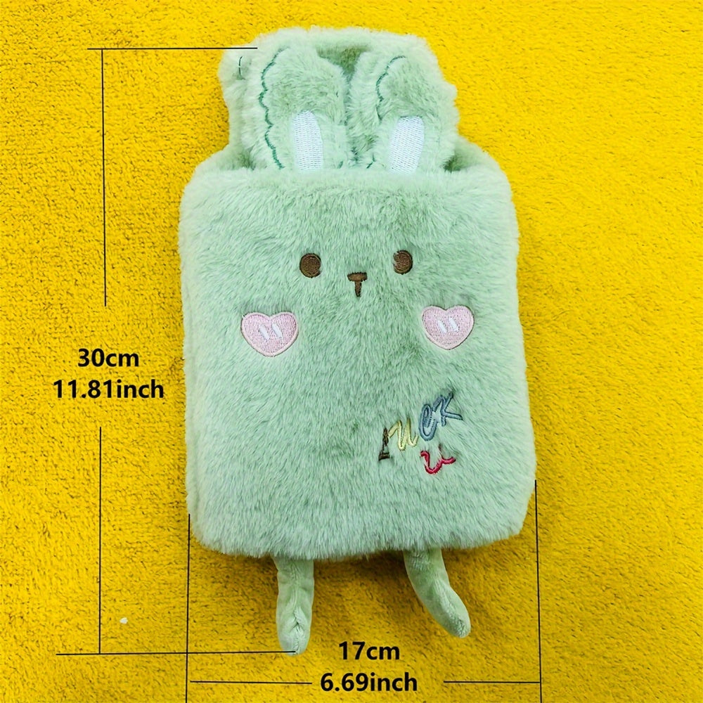 Warm Water Bottle 1000ml Warm Water Bottle | Cute Plush Animal Design, PVC Inner Liner, Removable and Portable Menstrual Warming Bag for Hands and Feet, Fast Heating and Long-lasting Heat Retention