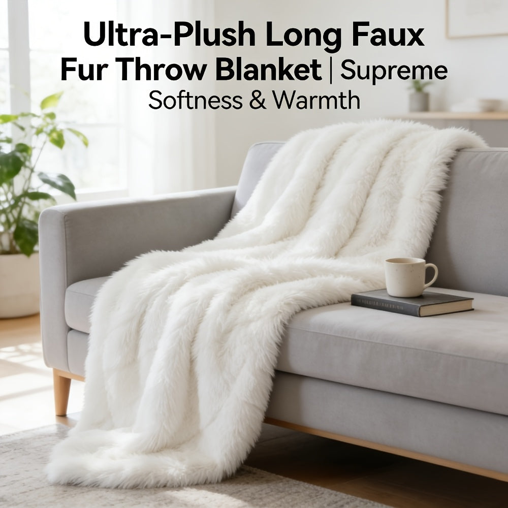 GentleSoft Fluffy Faux Fur Throw Blanket, Ultra Plush Sherpa Fleece Blanket for Couch & Bed, Super Soft Cozy Gift for Valentine'S Day, Easter Basket Stuffers, Christmas Present for Women Men, All Season Warmth