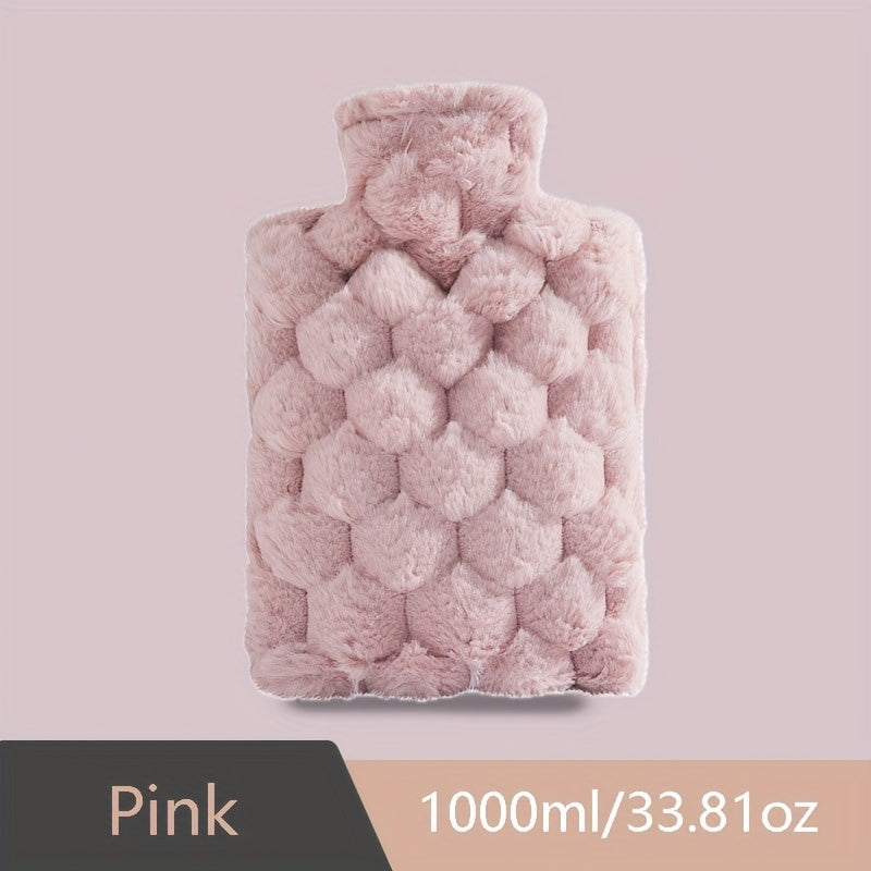 Removable And Washable Cloth Cover Hand Warmer 1000Ml\u002F35.27Oz Capacity Hot Water PVC Thickened Water Injection Hand Warmer Winter Warm Portable Design, Three Colors Optional, Hot Water Bottle