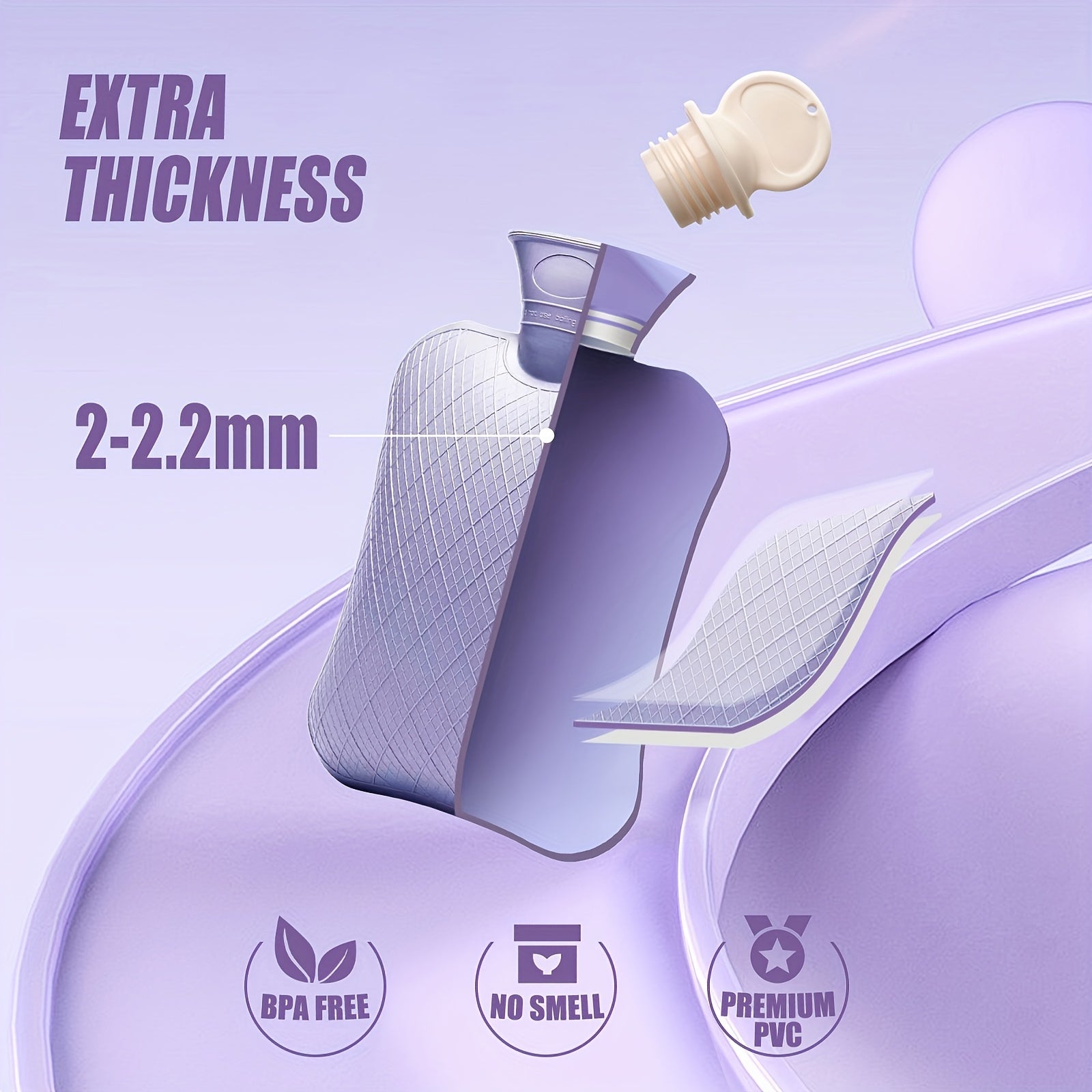 Hot Water Bottle for Pain , Hot Water Bag for Back Pain, Heating Pad Non Toxic,.Made In PVC.