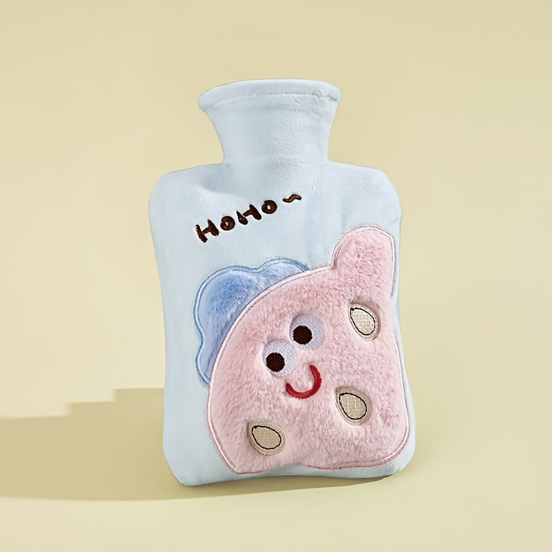1pc Water-Filled Hot Water Bottle with Plush Cover, Removable and Washable, Non-Shedding, High-Quality Odorless PVC Inner Bag, Inner Bag Color Random