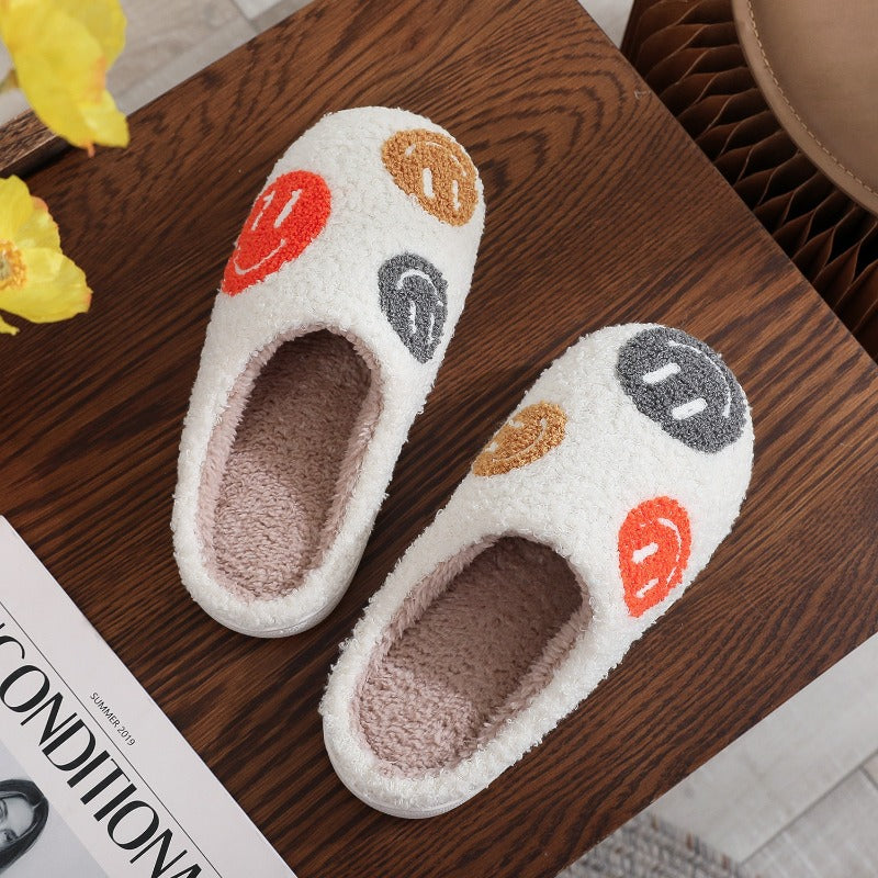 Women'S Plush Face Slippers with Expressive Eyes & Smile - Non-Slip EVA Sole, Soft Pink Heart & Face Design Indoor House Shoes, Cozy Winter Warmth, Cute Gift Box Included for Home, Parties & for family - All-Season Comfortable Slip-Ons (Hand Washabl
