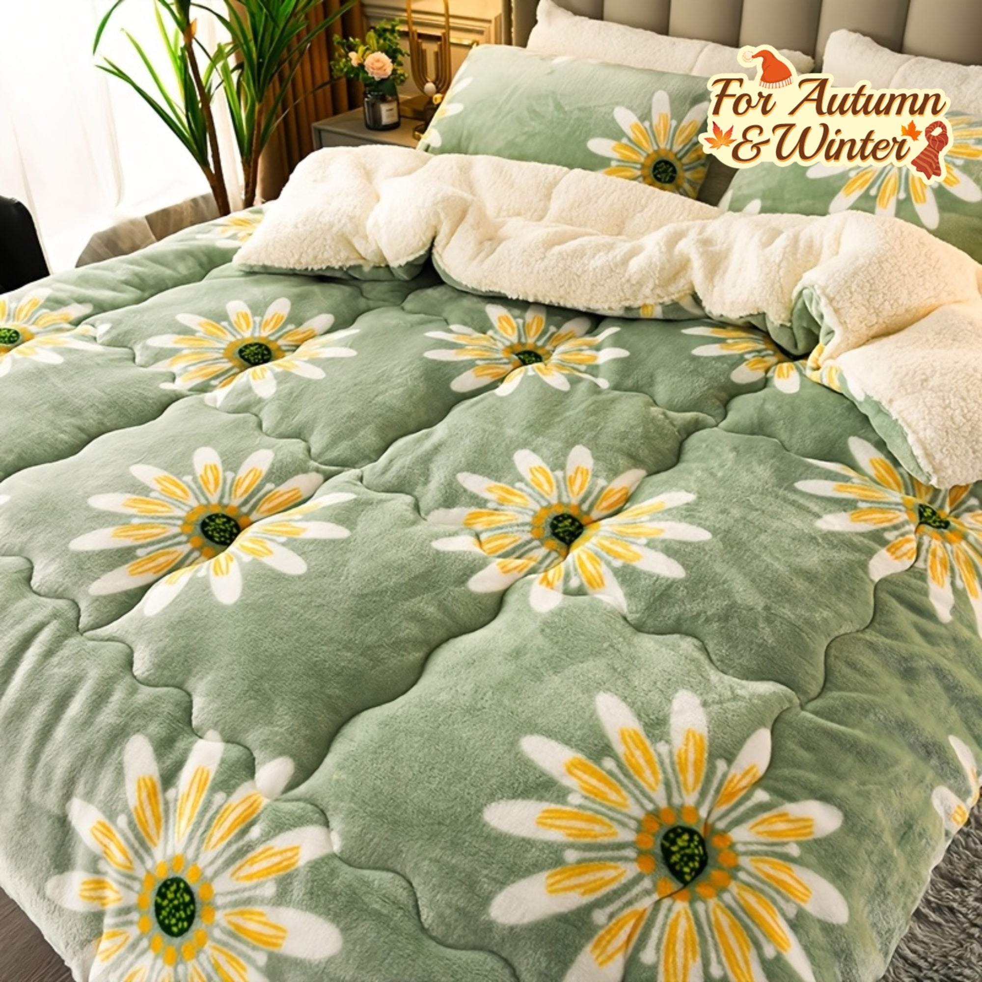1pc Printed Floral Solid Color Milk Velvet Color-Block Design Thickened Warm Solid Color Autumn-Winter Thick Blanket - Ultra-Soft, Lightweight and Warm, Multi-Purpose Blanket, Modern Style Autumn-Winter Bedding, Suitable for All Seasons