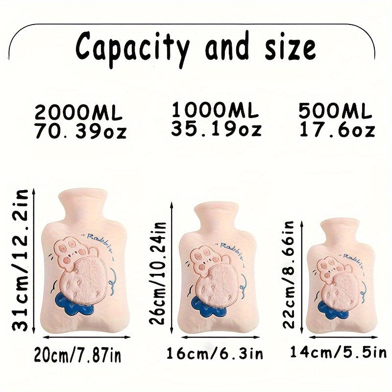 1pc Water-Filled Hot Water Bottle with Plush Cover, Removable and Washable, Non-Shedding, High-Quality Odorless PVC Inner Bag, Inner Bag Color Random